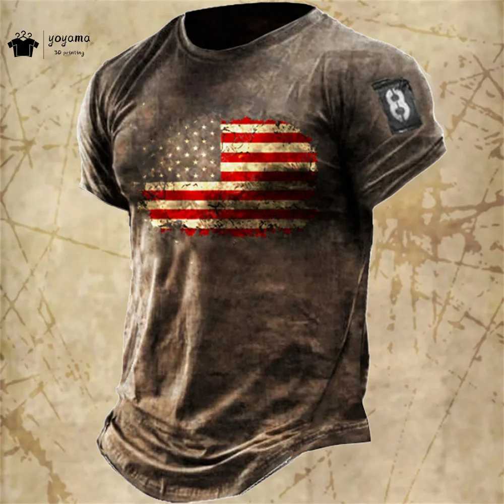 Retro mens T-shirt 3D printed short sleeved T-shirt summer O-neck casual street fashion T-shirt retro mens casual clothing W250425