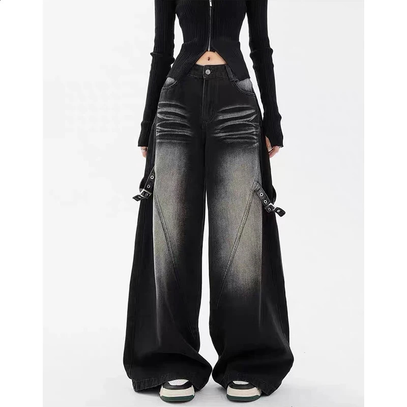 Baggy jeans clothing Hip Hop retro wide leg casual black pants 250417