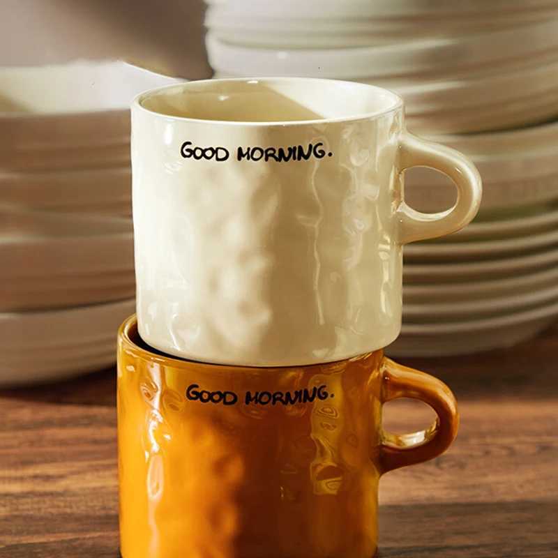 550 ML Ceramic Mug Simple Letter Large Capacity Drinking Water Cup Girl Home Office Coffee Cups Breakfast Mugs Kitchen Drinkware Y251125