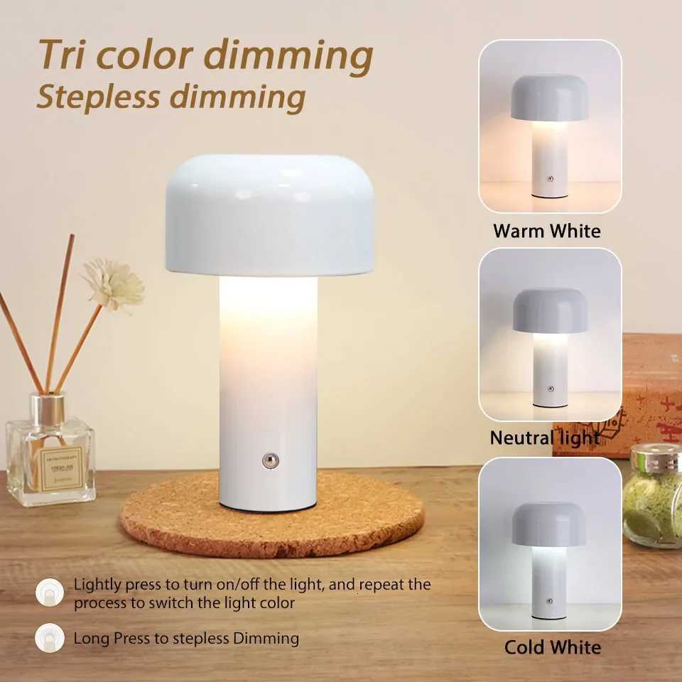 Retro Mushroom LED Table Lamp Bar night lamp Touch Sensor Reading Lamp Infinitely Dimmable Desk Lamp Rechargeable lightingM251125