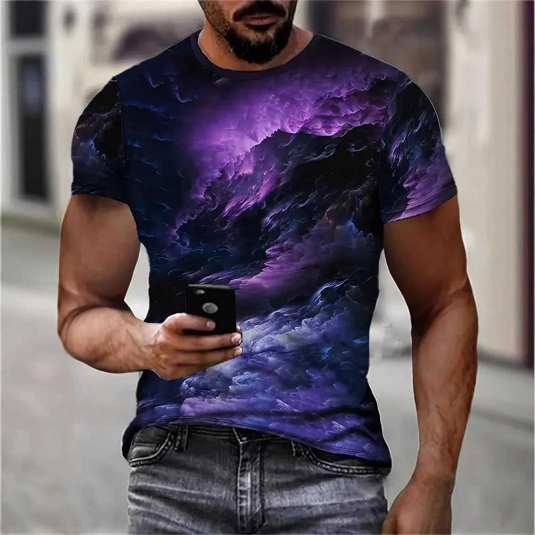 2025 Summer Mens Fashion Digital Printing 3D T-shirt Fast Drying Fitness Training Clothing Running Short Sleeve Trend T-shirt W250425