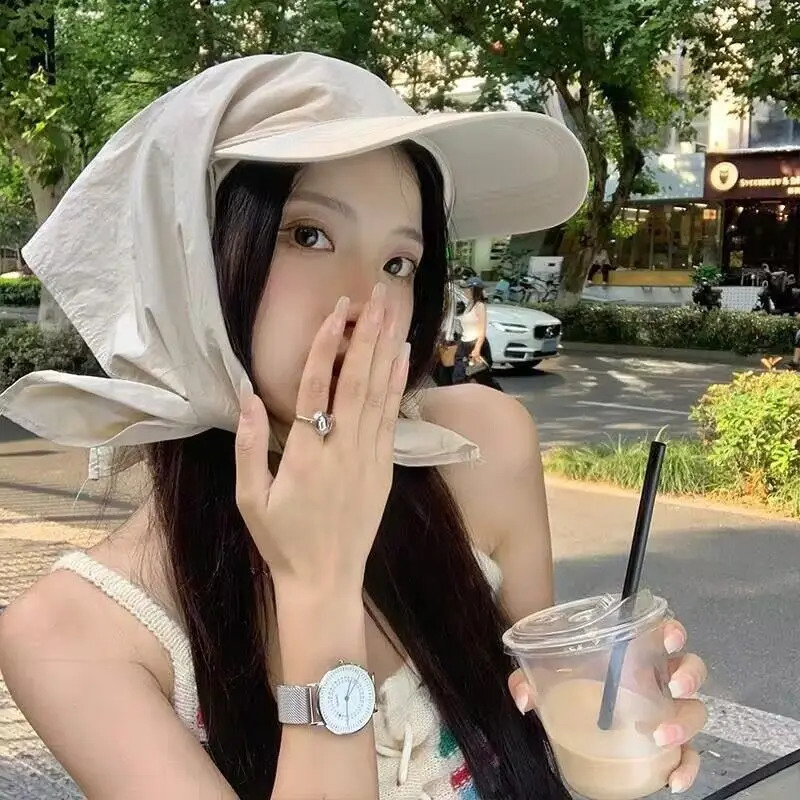 headscarf hat strap neck protection sunblock visor outdoor camping style cap 250424