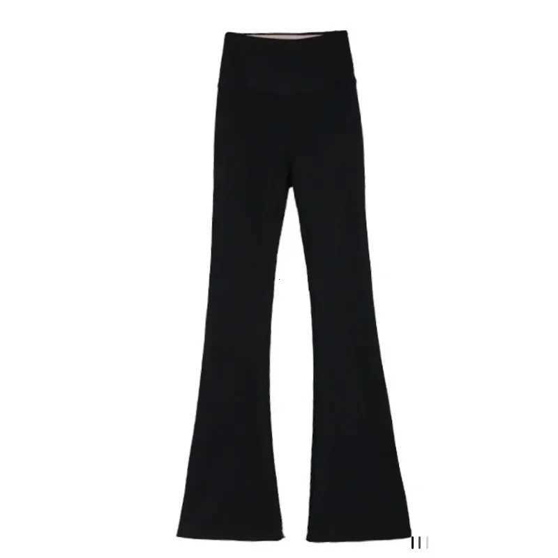 Womens sexy ultra-thin pants with ribbed solid color pants high waisted sparkling pants showcasing long legs fully matched sports pantsC250425