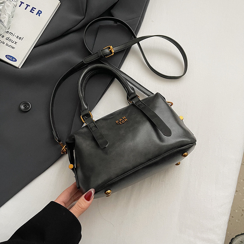 2025 Trendy Pillow Handbag Bowling Bag for Women - Vintage Soft Leather Shoulder Bag, Crossbody Purse with Detachable Strap, Minimalist Design