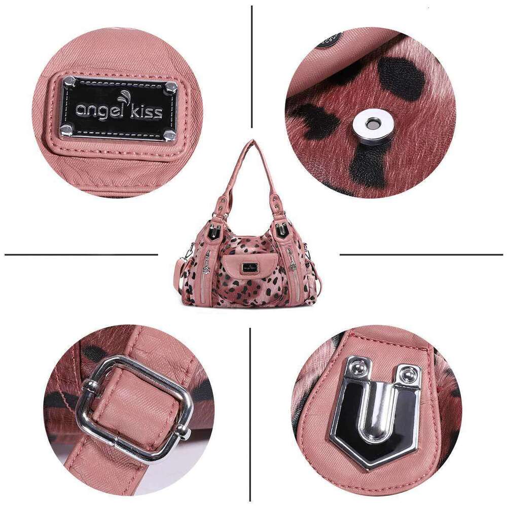 Women Soft PU Leather Handbags Large Capacity Shoulder Multi-pocket Shopping Crossbody Bag Fashion Leopard Tote Bags