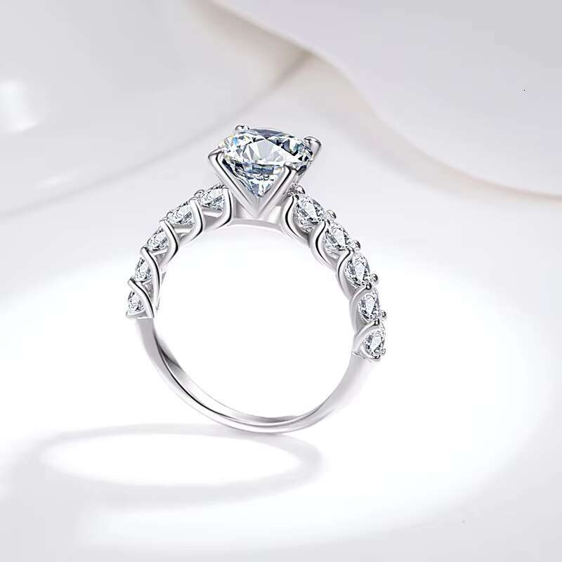 Sterling 925 Silver Moissanite 2Carat Moissanite Ring Four Prong Diamond Jewelry Forever Love Wedding Ring for Women