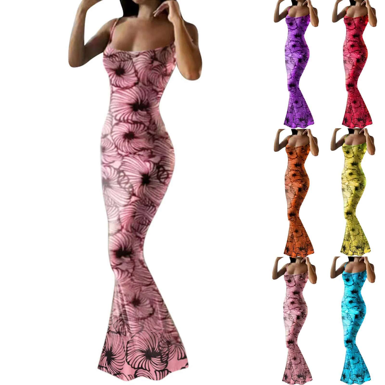 Dongdumaoyi Sexy Bodycon Backless Bandage Long Dress Elegant Printed Spaghetti Strap Party Prom Vestidos Women Summer Sweet Mini Dresses