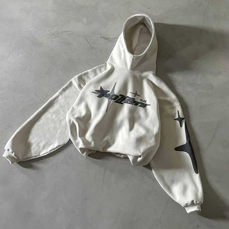 Hip Hop Street Couple Sweatshirt foam Print Hoodie Loose Casual Hoodie Tide Mens Wear M250425