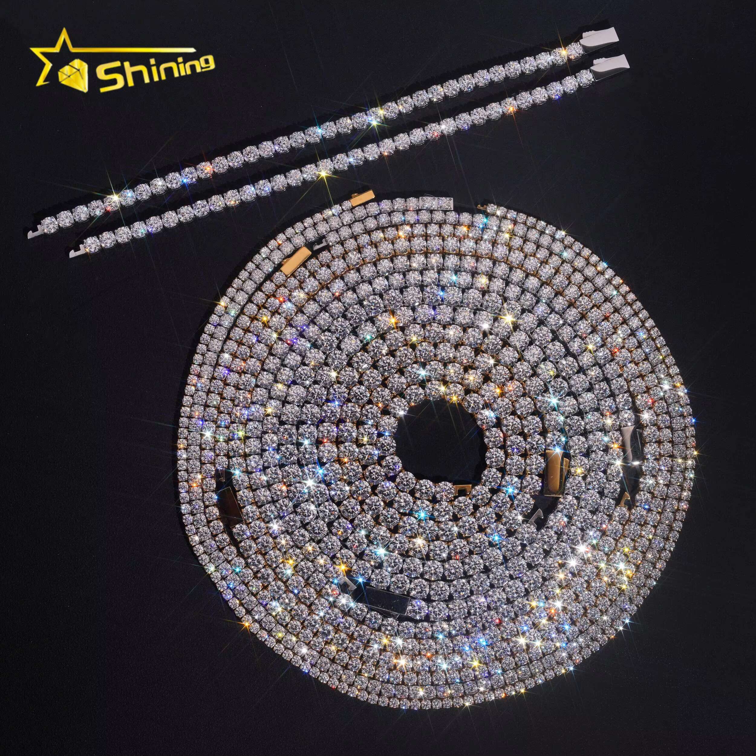 Wholesale Price 3mm 4mm 5mm 6mm Moissanite Tennis Chain Stainless Steel Custom Fashion Necklaces for Women Men Tennis Necklace