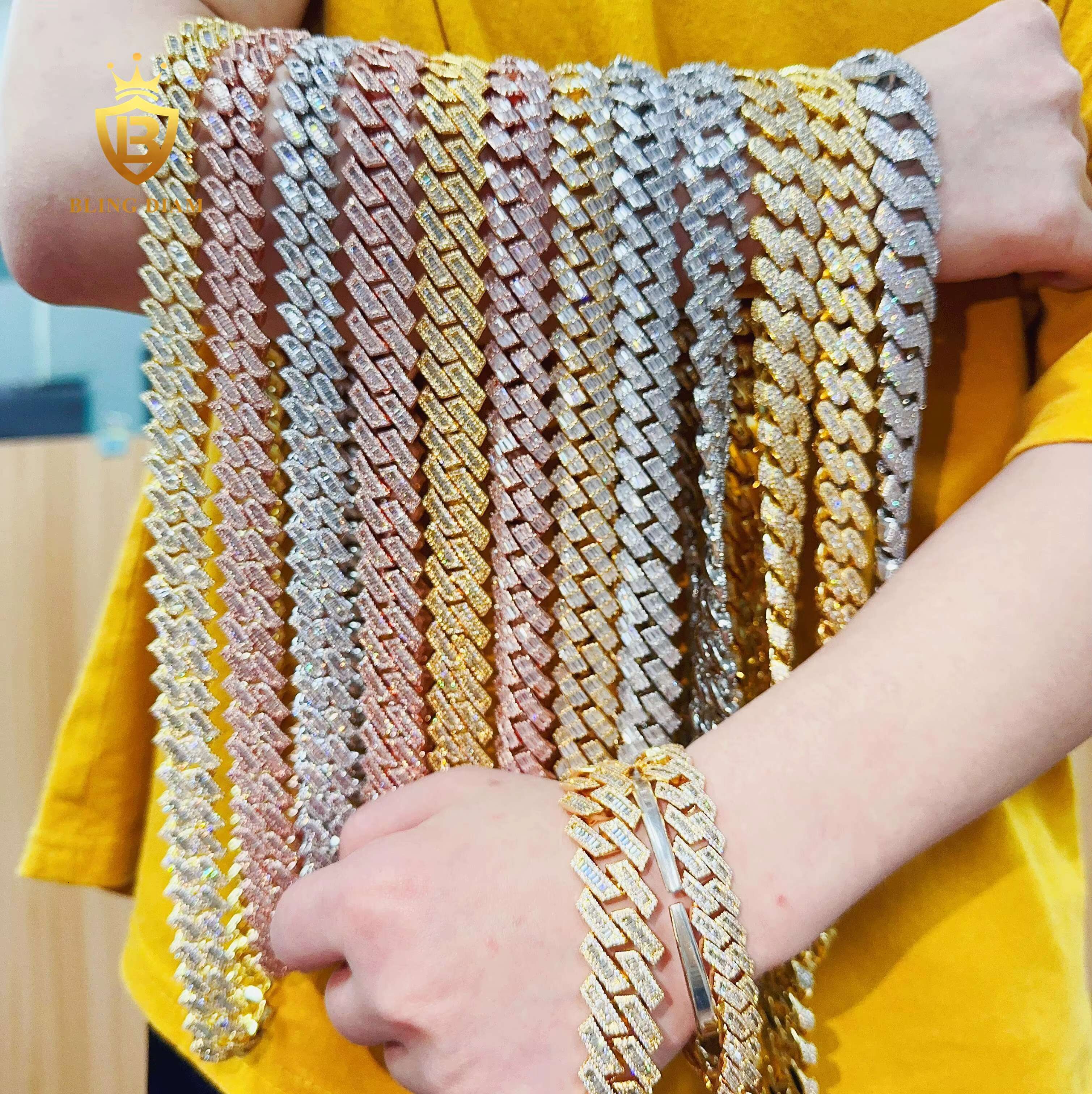 2023 Hot Sale Custom Hip Hop Jewelry Fashion 12mm 15mm 16mm 18mm 20mm AAAAA+ Moissanite Diamond Cuban Link Chain