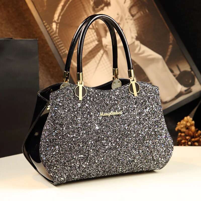 Spring new patent leather crocodile-print rhinestone handbag banquet dress large-capacity one-shoulder cross-body women's bag