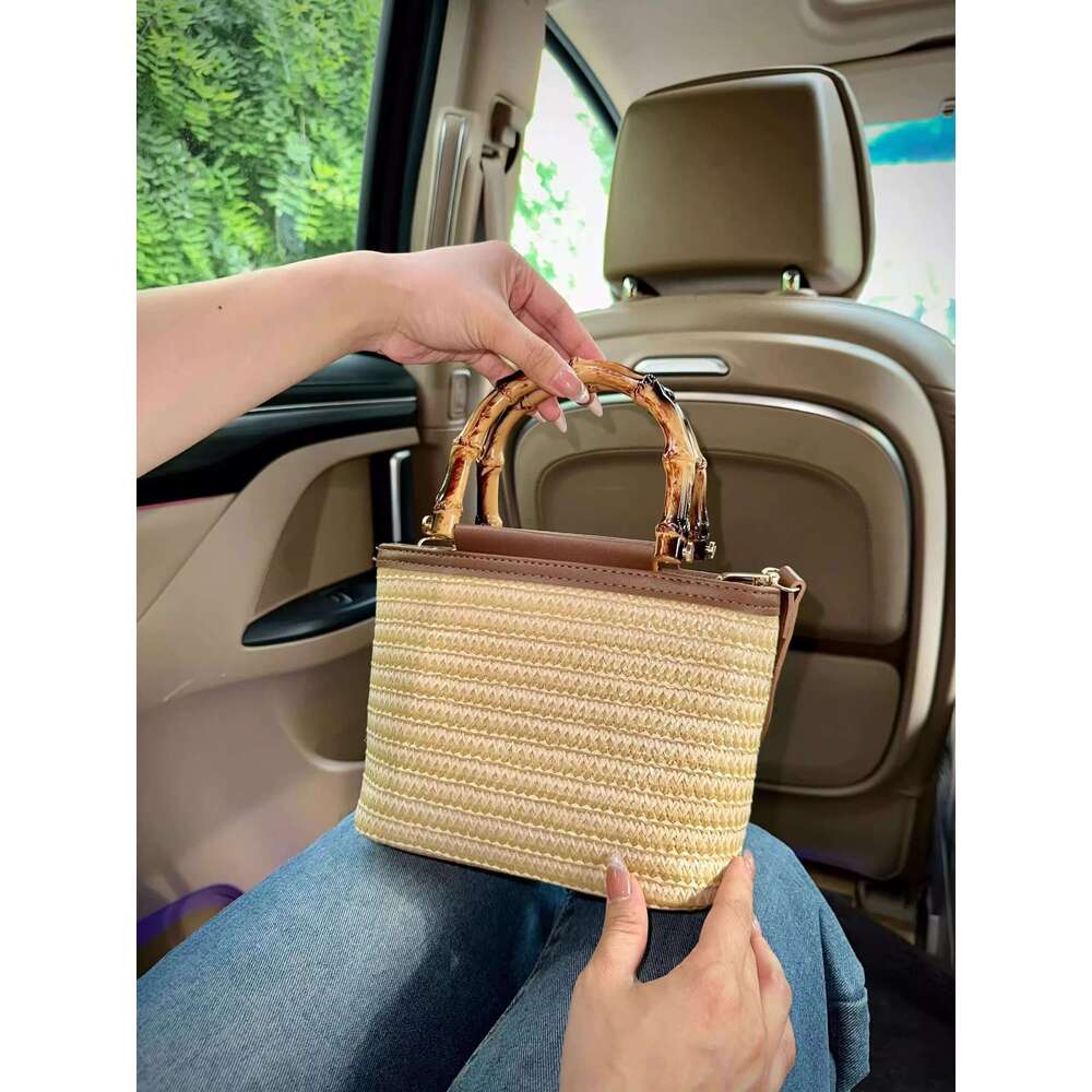 Designer Bag New Chinese Bamboo And Grass Woven Bag Western Style High End Handbag Niche Vacation Beach