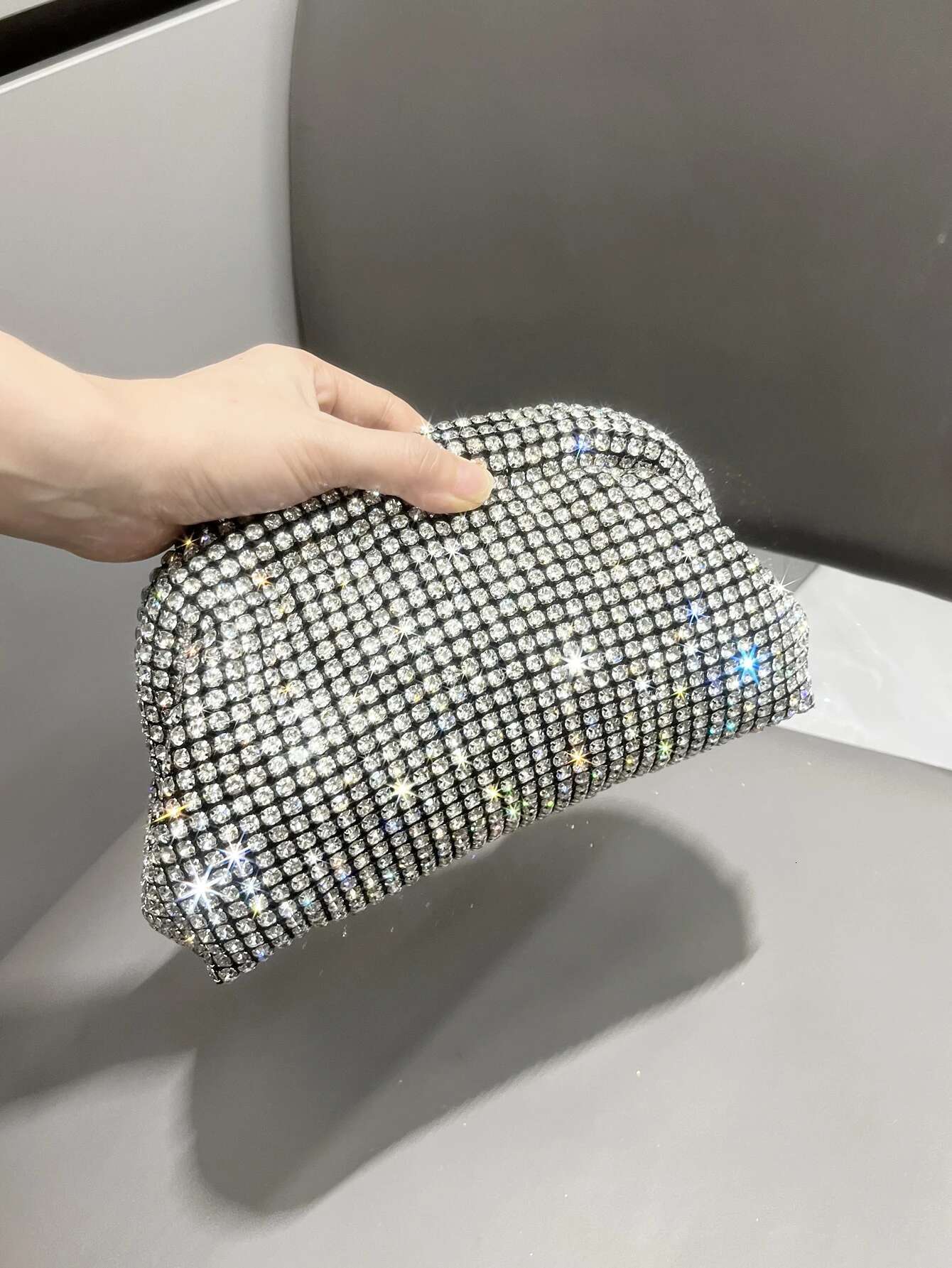 Designer Rhinestones Clutch For Women Handle Shoulder Bag Purse Evening Banquet Bag