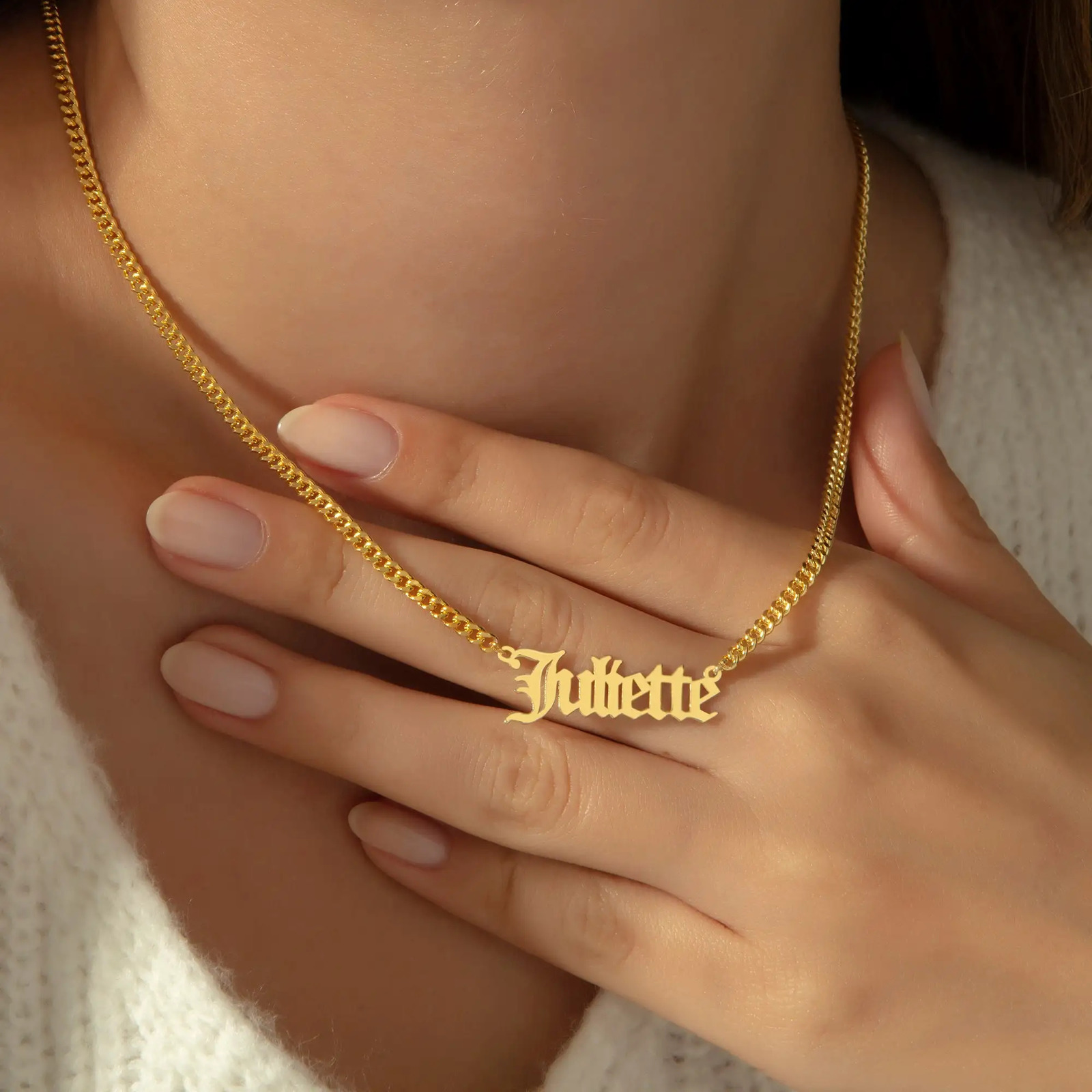 Custom Gothic Old English Nameplate Necklace For Women Stainless Steel Chain Choker Necklaces Men Boho Pretty Jewelry Gift 2025 250425