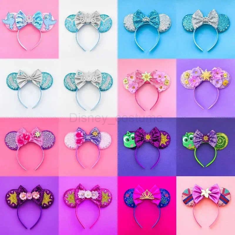 Disney Beauty and Beast Headband Girl Enchanting Rose Ears Hair Female Crown Bow Hair Accessories Children Bell Headband X250425