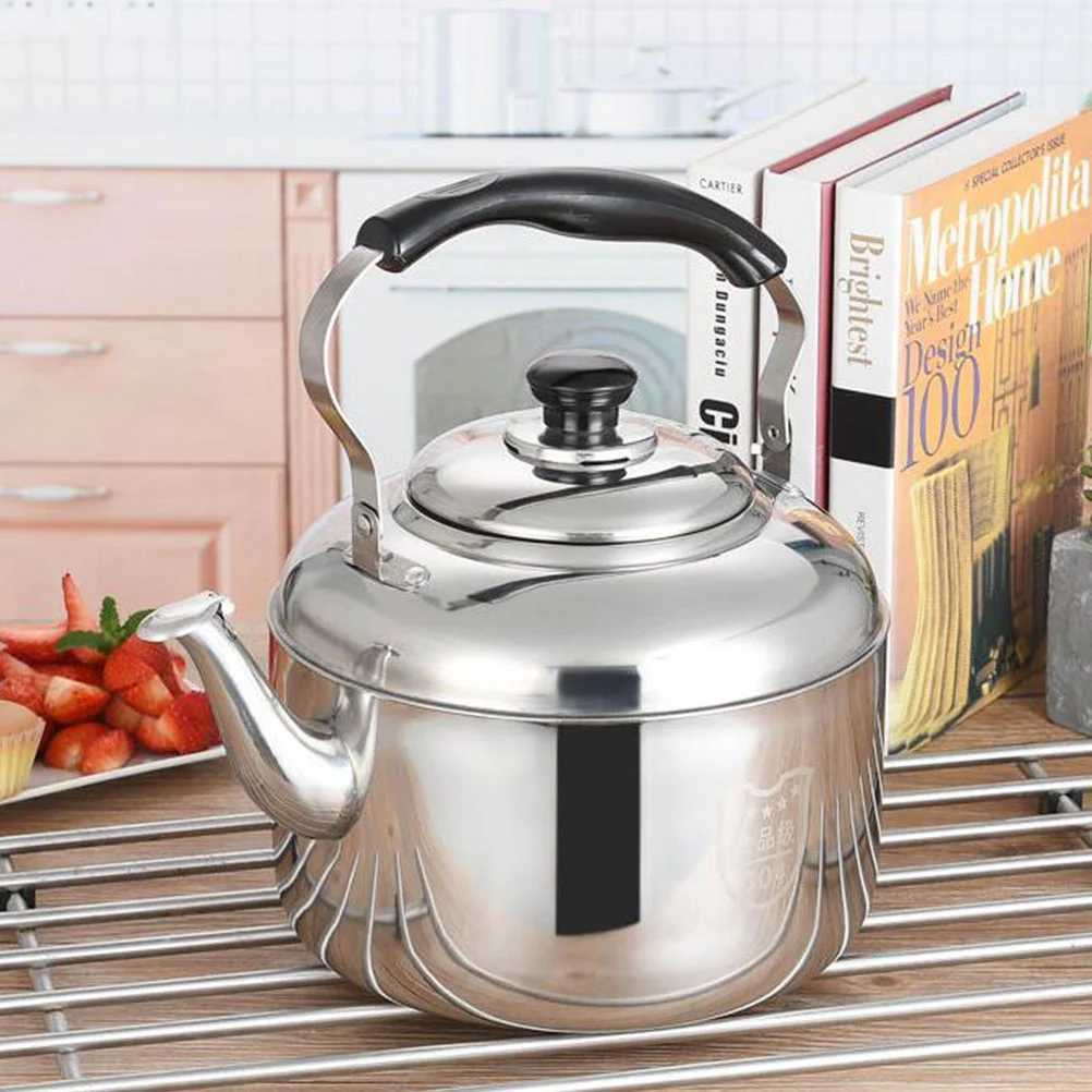 Large Diameter Spout 304 Stainless Steel Water Kettle Tea Kettle Stovetop Water Boiler Whistling Kettle Water Heating Kettle C251125