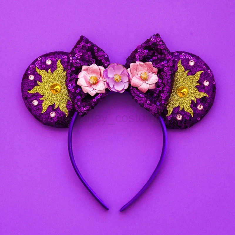 Disney Tinker Bell Headband Mickey Mouse Earbands Baby Girls Womens sequins Bow Childrens hair accessories Childrens hair X250425