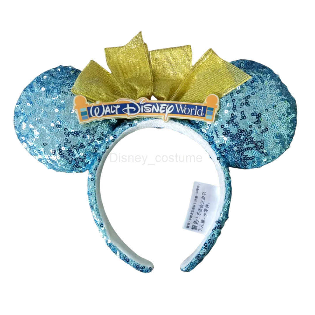 Disney 2025 Disney Mouse Headband Cartoon Red Bow PU Leather Shanghai Disneyland Adult and Childrens Headbands X250425