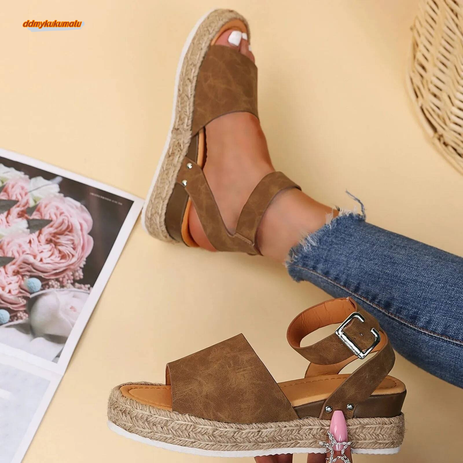 Decor Ankle Strap Wedge For Women Summer Casual Open Toe Thick Sole Platform Sandals Comfortable Shoes On Offer ddmykukumalu