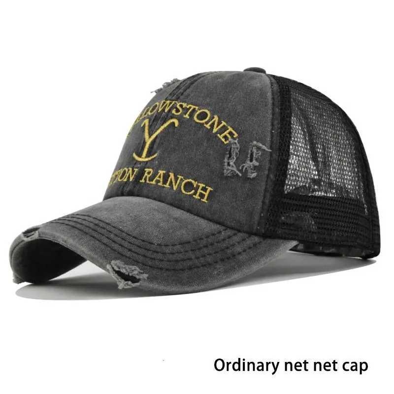 Summer Yellowstone Dutton Ranch Hat Cross Ponytail Baseball Cap Distressed Outdoor Embroidery Sunscreen Hat Solid Color CapT251125