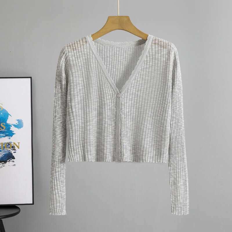 Womens Designer Clothing Solid Color Slim Fit Cardigan Knitted Jacket for Womens Summer New Outfit Thin Style Sun Protection Shirt Versatile Short Top