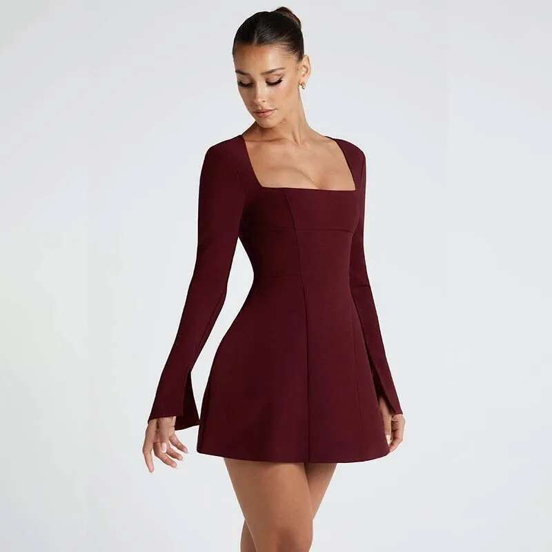Dongdumaoyi Townlike Waist Wrap A Line Dress Women Mini Autumn Winter Nightclub Sexy Party Dresses Vestidos