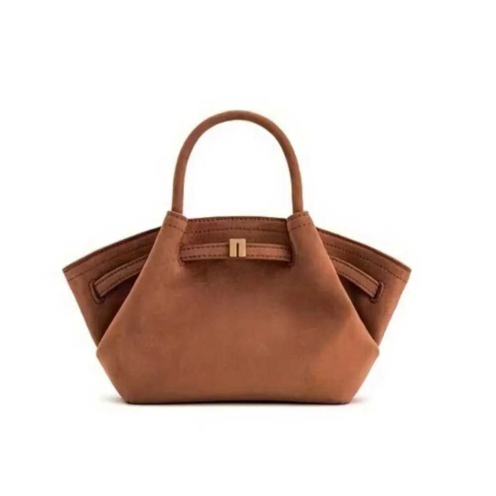 Niche Design Internet Celebrity AKI Also Matte suede Portable Shoulder Messenger Wrap Leather Buckle Small Bag New W250425