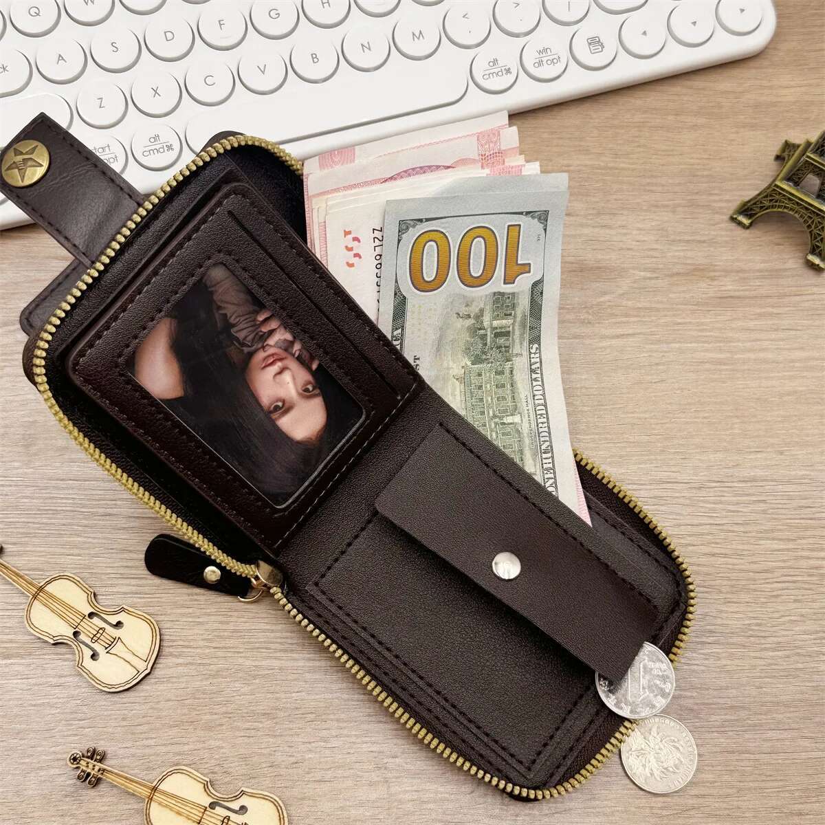Vintage Men's Wallet PU Leather Short Purse Men Hasp Zipper Clutch Solid Color High Quality Durable Convenient Wallets