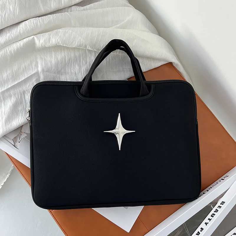 Ins Black Laptop Bag11 129 133 136 14 15 156 16 Inch For MacBook Air Pro Samsung Huawei Women Portable Handbag BriefcaseT251125