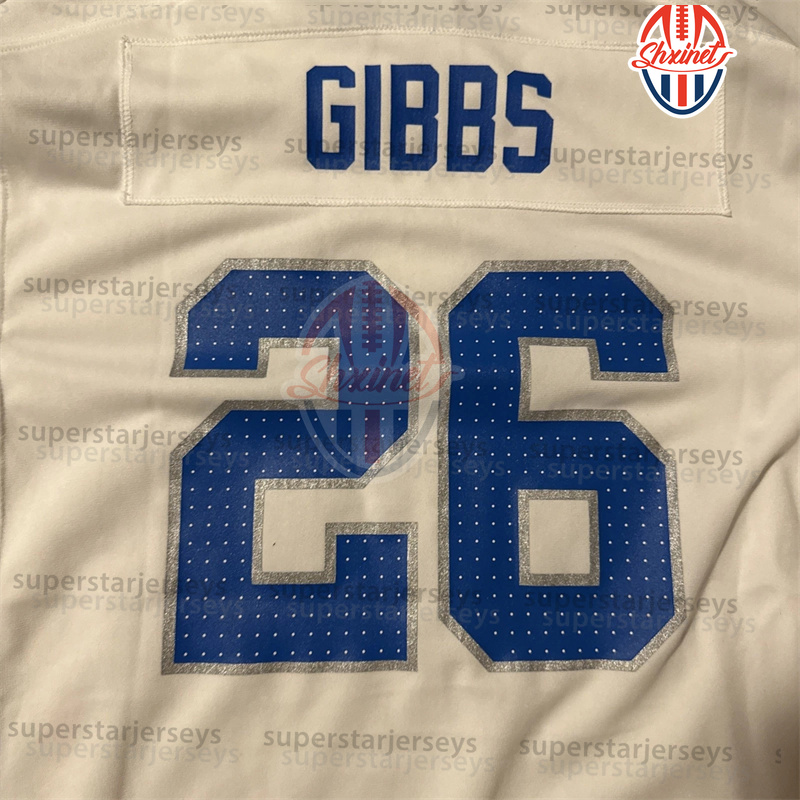 custom 0 Gibbs 2025 Salute Football Jersey 14 Amon-Ra St. Brown Jahmyr Jack Campbell Barry Sanders Jared Goff Jeff Okudah Johnson