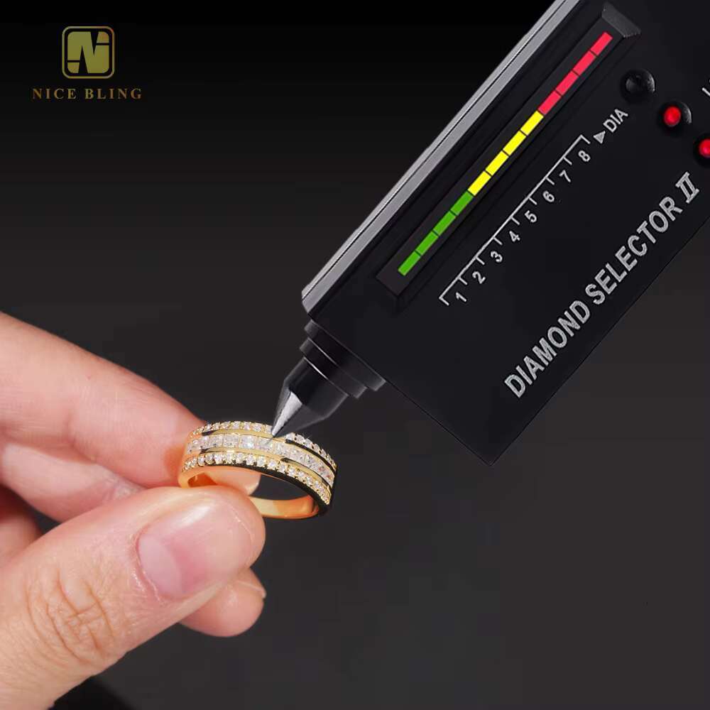 Wholesale Price Hip Hop Princess Square Half Set Stone Rings 925 Silver Iced Out Moissanite Diamond Ring for Men