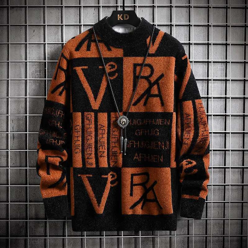 Knitted Stripe Pullovers Printing Round Neck Sweater Autumn/Winter Designer Quality Casual Men Clothing Jumper