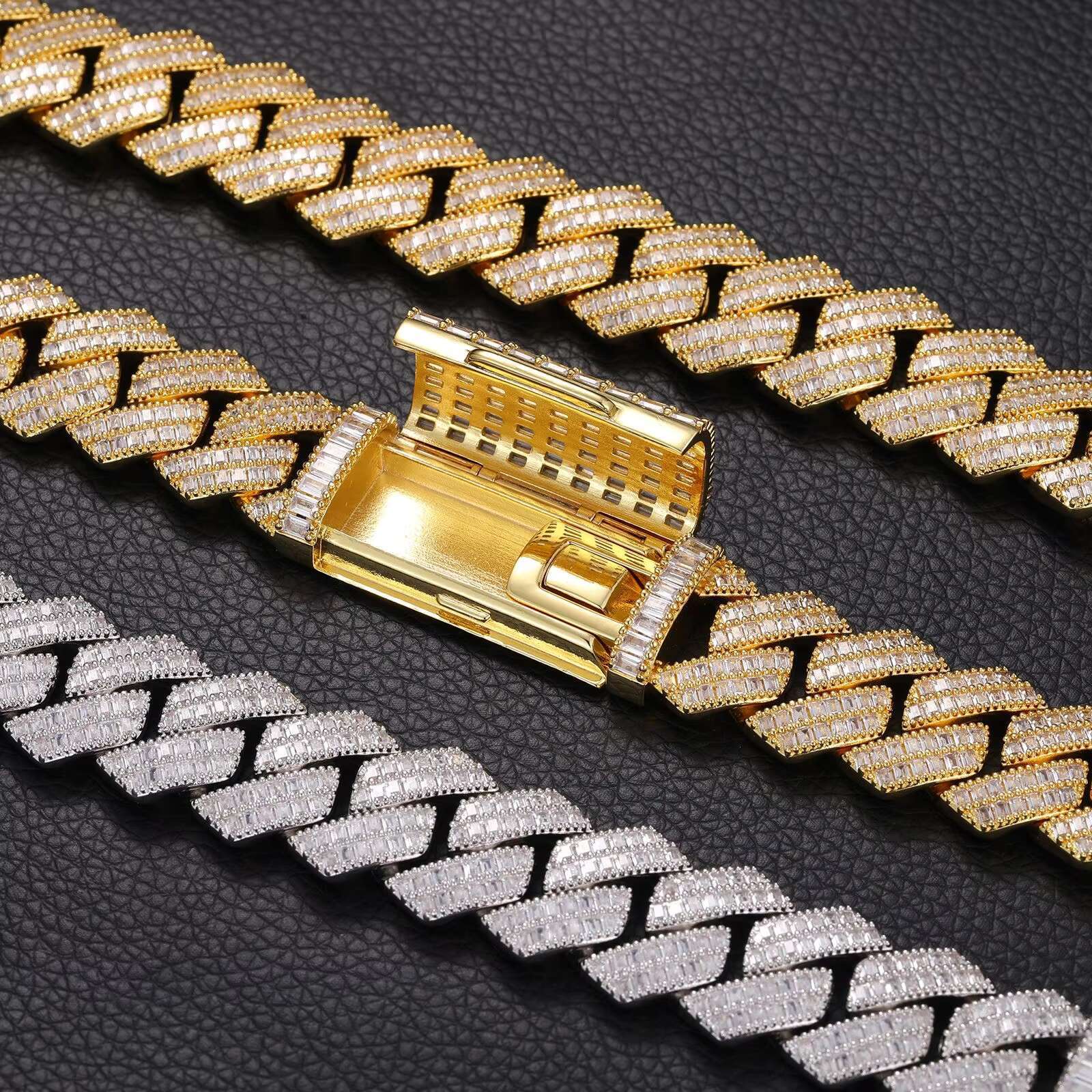 In-Stock Fashion Jewelry Sets for Women - 18K Gold-Plated Cuban Chain with Zircon Copper Body Necklace