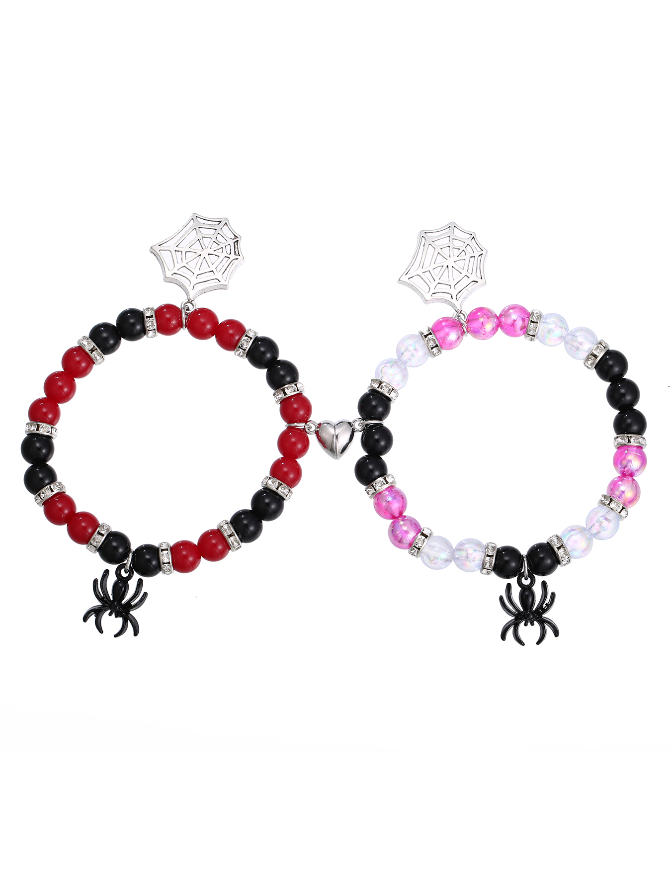 2Pcs Spider and Web Matching Couples Spider Charm BFF Bracelets Couple Bracelets