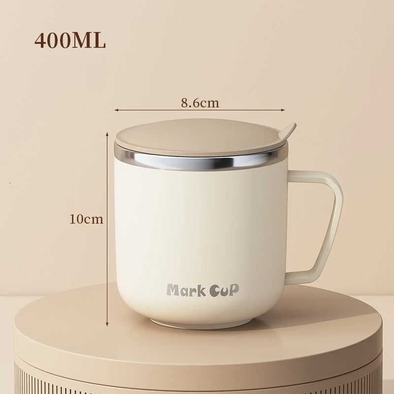 400ml 304 Stainless Steel Water Bottle Double Layers Coffee Mug Milk Cup with Lid and Handle Portable Thermal Water Bottle Gift Y251125