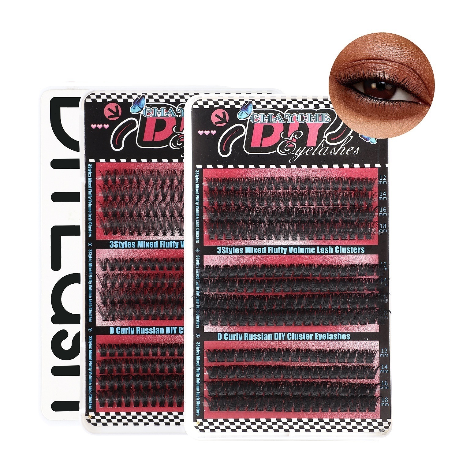 DIY Lashes Kit 402Pcs Cluster Segmented Eyelash Extensions Thick Fluffy Individual Eyelashes D Curled Handmade Reusable Grafted Lashes