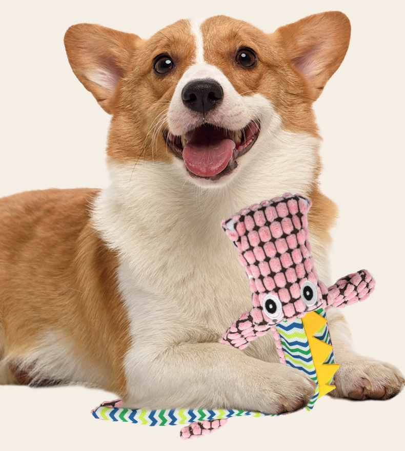 Dog Squeaky Toys, 3 PCS Corduroy Crinkle Plush Dog Toys, No Stuffing Dog Toys for Small Medium Large Dogs, Dog Teeth Grinding Chew Toy, Keep Them Busy