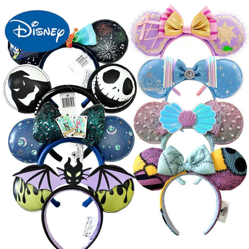 Disney Mickey Mouse Headband Disney Minnie Ears Princess Series PU Leather Headband Childrens Toy Decoration X250425