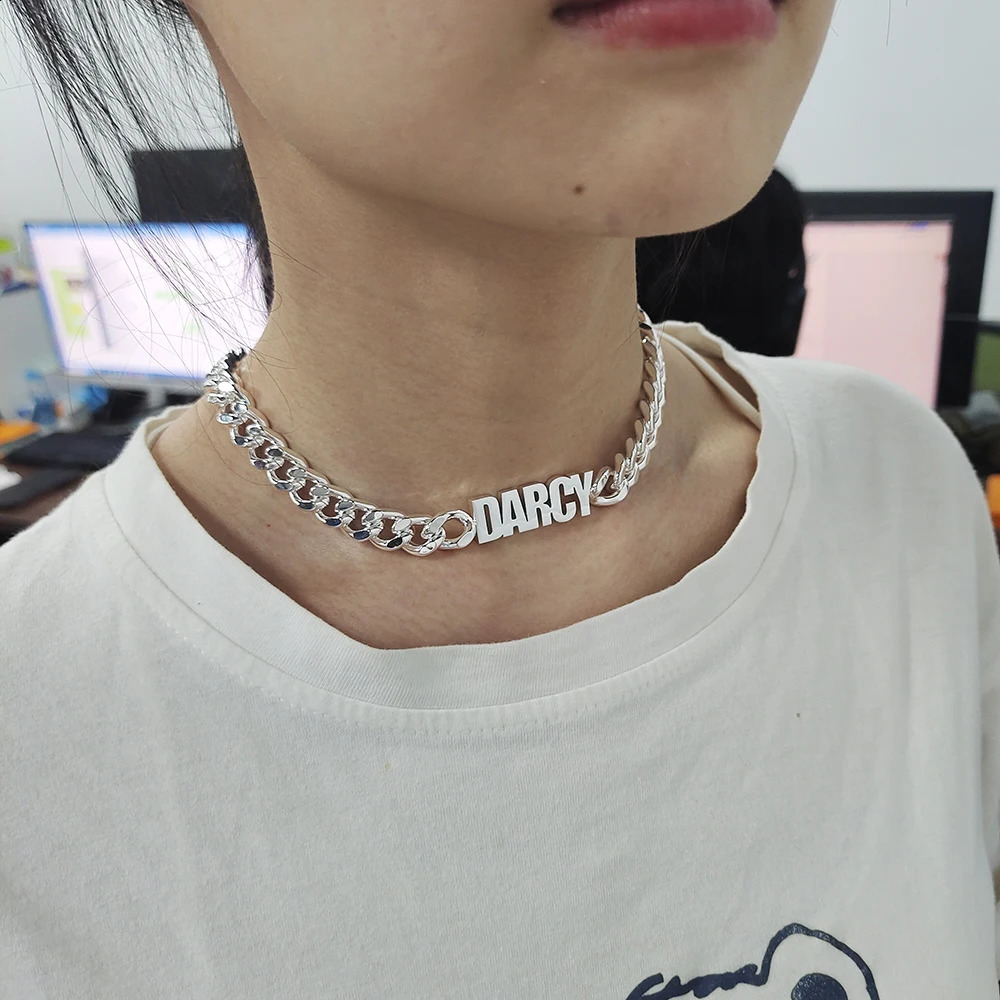 DODOAI Fashion 10mm Cuban Chain Necklace Custom Name Necklace Stainless Steel Chain Jewelry Hip Hop Women Men Necklace 250425