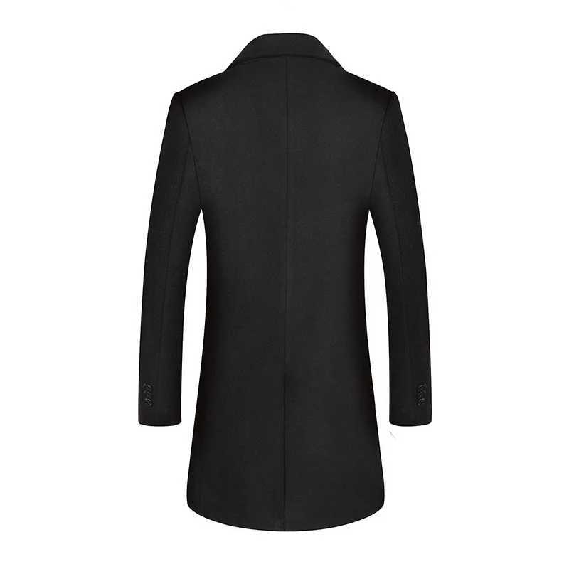 Winter Wool Coat Men Double Breasted Warm Wool Blends Long Male Pea Coat Plus Size Casual Man Trench Coat FashionT251125