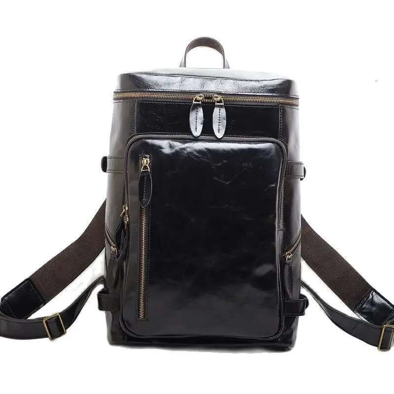 Designer Bag Zency Men's Shoulder Cowhide Large Travel Computer Bag Schoolbag Retro Business Backpack Genuine Leather