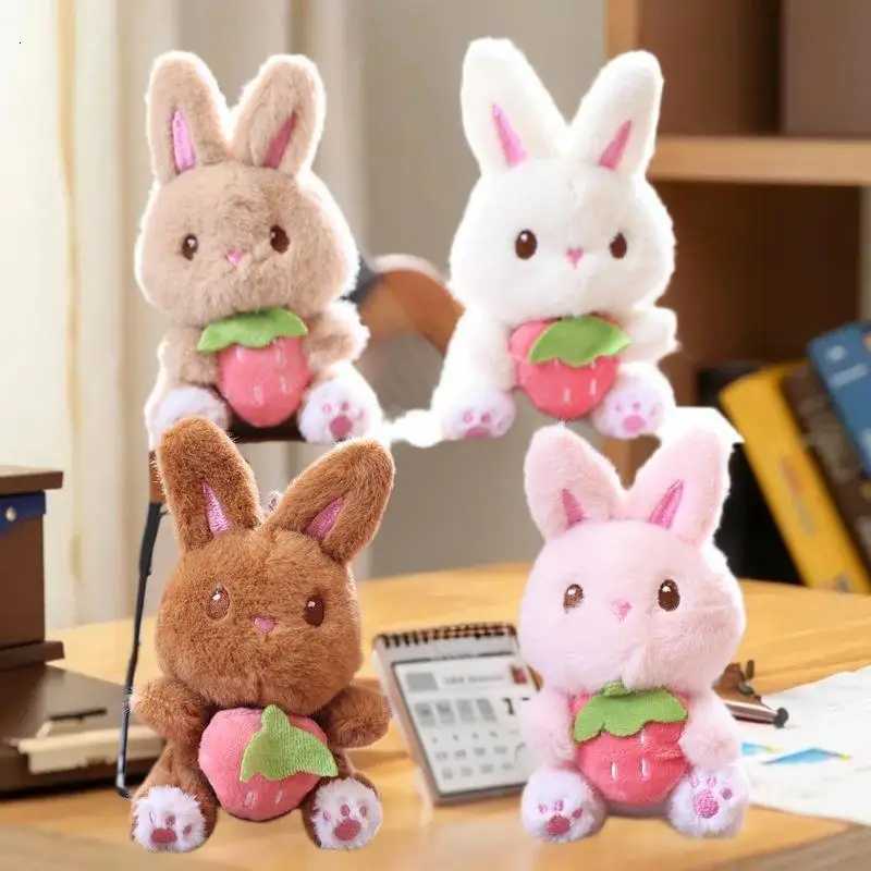 Lovely Strawberry Bunny Plush Doll Keychain Cartoon Hanging Decor for Student Backpack Bag Pendant GiftXJ251125