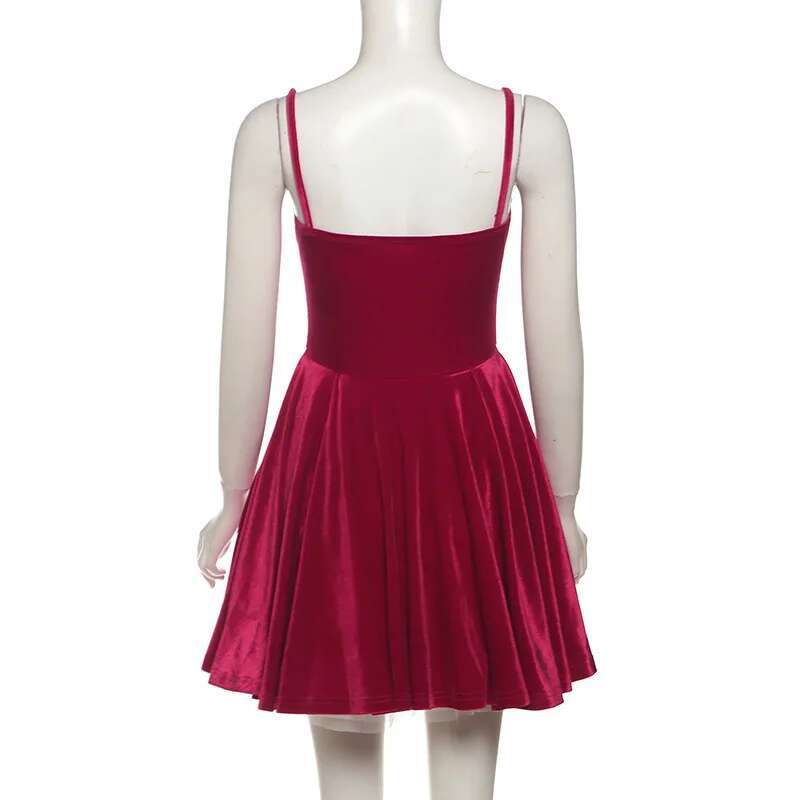 Dongdumaoyi Townlike Waist Wrap A Line Velvet Dress Women Spaghetti Strap Miini Summer Strapless Nightclub Sexy Party Dresses