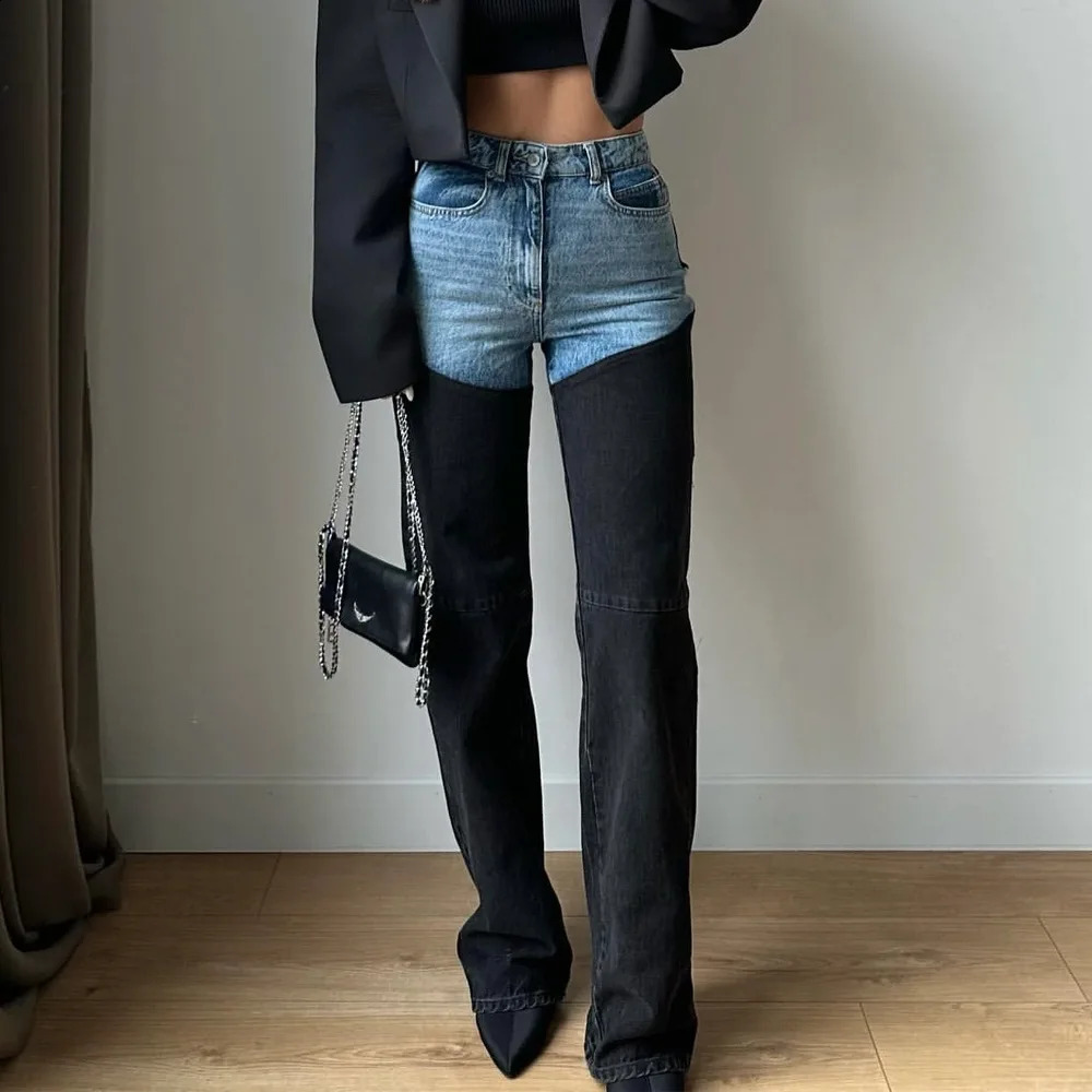 Womens denim pants jeans ultrathin fit high waisted straight Trouser Y2k casual streetwear mom spring 2025 vintage 250417