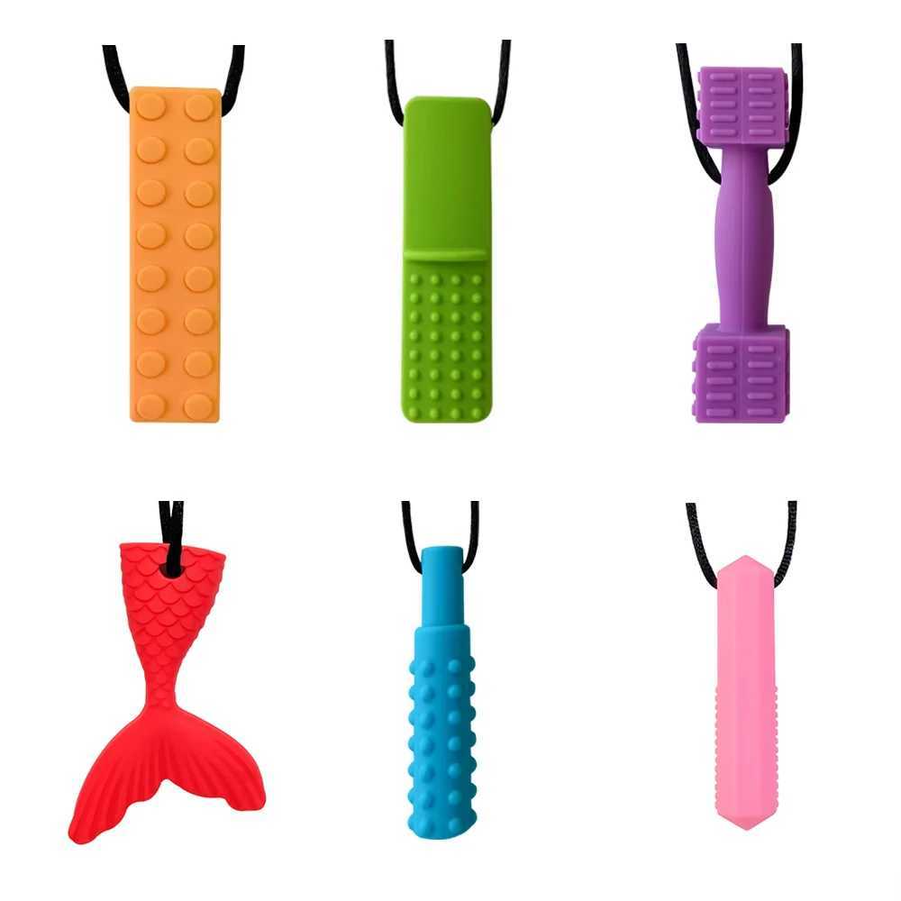 1pcs Silicone Teether Kids Chew Necklace Sensory Chewy Pendant Oral Motor Toys Therapy Tools for Autism ADHD chidrens goods G251125