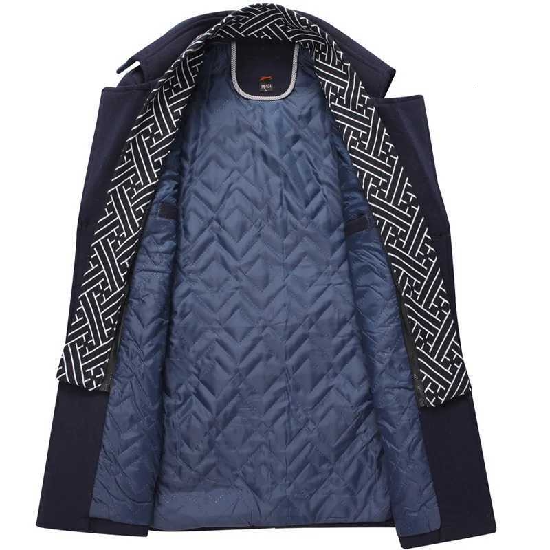 Mens wool trench mediumlength Turn Down Collar Windbreaker thickened Mens Jacket Overcoats Male Fashion Thicken Warm OuterwearT251125