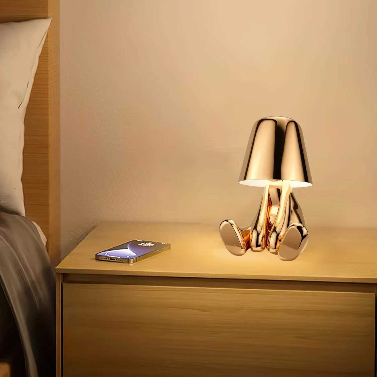 Bedside Touch Control Table Lamp Gold Decorative Thinker Statue LED Table Lamp 3 Levels of Brightness Room Decorative Table LaM251125