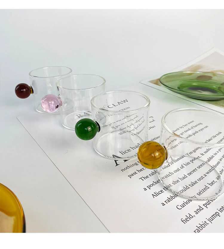 6PC Espresso Cups Small Tea Cup Set Heat Resistant Glass Teacups Bucket Table Decor 110ml Capacity Y251125