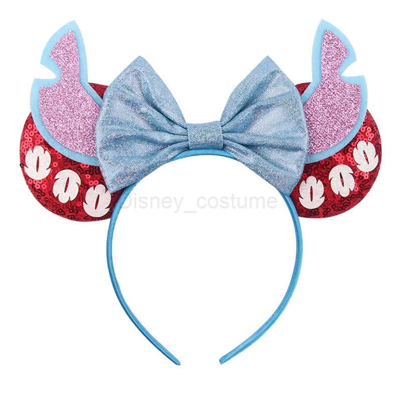 Disney Lilo Stitch Ears Headbands for Women Color Anime Hair Childrens Glitter Bow Headbands Girl Hair Accessories Party Gifts X250425