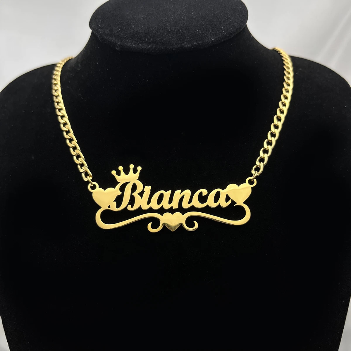 Custom Name Necklace with Heart Personalized Cuban Chain Necklace for Girl Custom Stainless Steel Gold Necklae For Women Gift 250425